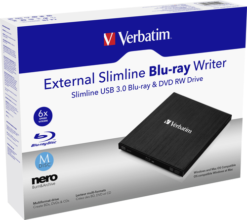 Bild von Verbatim External Slimline Optisches Laufwerk Blu-Ray RW Schwarz