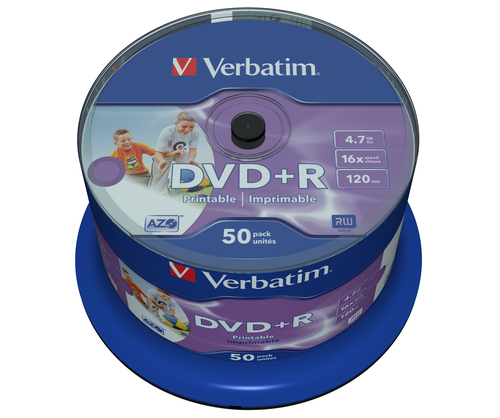 Bild von Verbatim DVD+R Wide Inkjet Printable No ID Brand 4,7 GB 50 Stück(e)