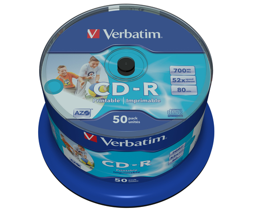 Bild von Verbatim CD-R AZO Wide Inkjet Printable no ID 700 MB 50 Stück(e)