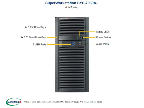 Bild von Supermicro SuperWorkstation 7039A-i Intel® C621 LGA 3647 (Socket P) Schwarz