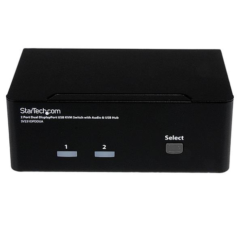 Bild von StarTech.com 2 Port Dual DisplayPort USB KVM Switch mit Audio - DisplayPort Desktop KVM Umschalter