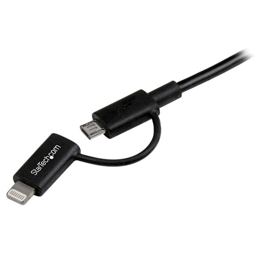 Bild von StarTech.com 1m 2-in-1-Ladekabel - USB auf Lightning oder Micro-USB für iPhone / iPad / iPod / Android - Apple MFi-zertifiziert - Multi Phone Charger - USB 2.0