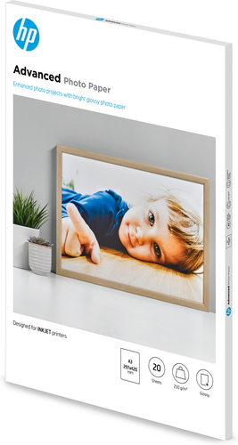 Bild von HP Advanced Photo Paper, Glossy, 250 g/m2, A3 (297 x 420 mm), 20 sheets