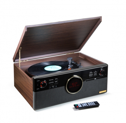 Bild von Technaxx TX-137 Audio-Plattenspieler mit Riemenantrieb Schwarz, Holz