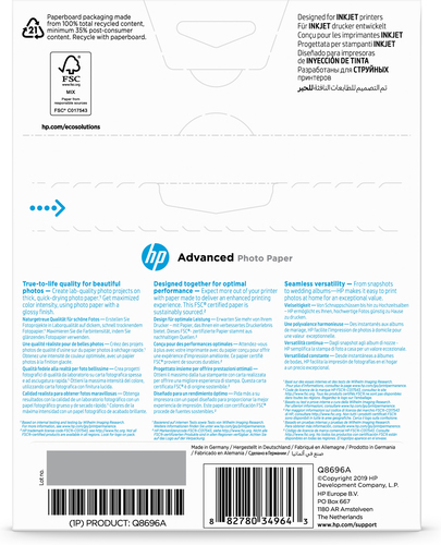Bild von HP Advanced Fotopapier glänzend - 25 Blatt/13 x 18 cm, randlos