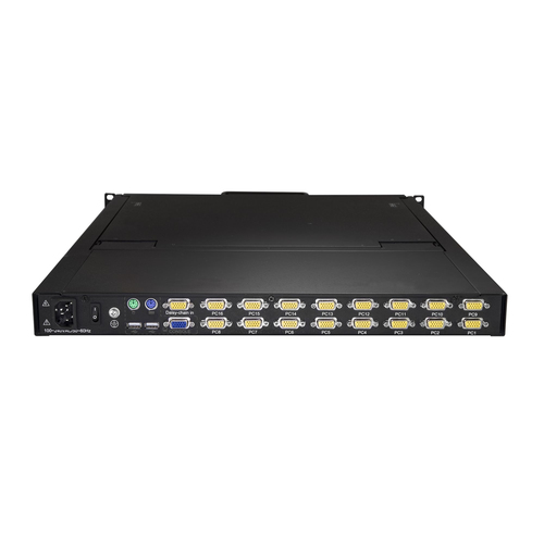 Bild von StarTech.com 16 Port Rack KVM Konsole mit 1,8 m Kabeln - US Tastatur(QWERTY), Integrierter KVM Switch mit 19&quot; LCD Monitor - 1HE LCD KVM Konsole - OSD KVM - 50.000 MTBF - USB + VGA