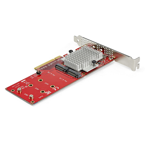 Bild von StarTech.com Dual M.2 PCIe SSD Adapter Karte - x8 / x16 Dual NVMe oder AHCI M.2 SSD zu PCI Express 3.0 - M.2 NGFF PCIe (M-Key) kompatibel - Unterstützt 2242, 2260, 2280 - JBOD - Mac & PC