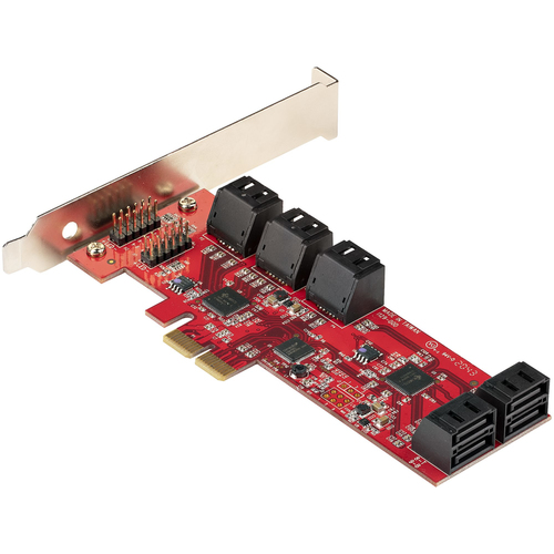 Bild von StarTech.com PCIe SATA Controller Karte - 10 Port SATA 3 Erweiterungskarte/Kontroller für PCIe x2 - 6Gbit/s - Voll- und Low-Profile Blende - ASM1062 Non-RAID Chipsatz - PCI Express Festplatten kontroller/Adapter
