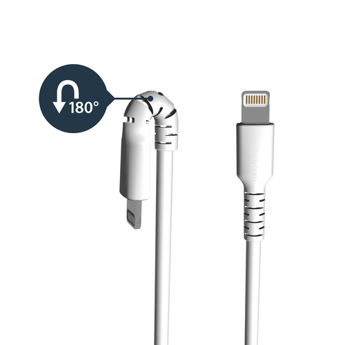 Bild von StarTech.com 1m strapazierfähiges weißes USB-A auf Lightning-Kabel - Hochbelastbare, robuste Aramidfaser - USB Typ-A auf Lightningkabel - Lade-/Synchronisationskabel - Apple MFi-zertifiziert iPad/iPhone 12