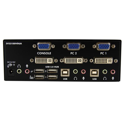 Bild von StarTech.com 2 Port DVI VGA KVM Switch mit USB Audio und USB 2.0 Hub - Dual Monitor KVM Umschalter