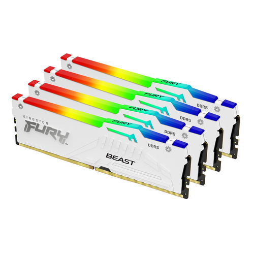 Bild von Kingston Technology FURY Beast 128 GB 5600 MT/s DDR5 CL40 DIMM (4er-Kit) White RGB XMP