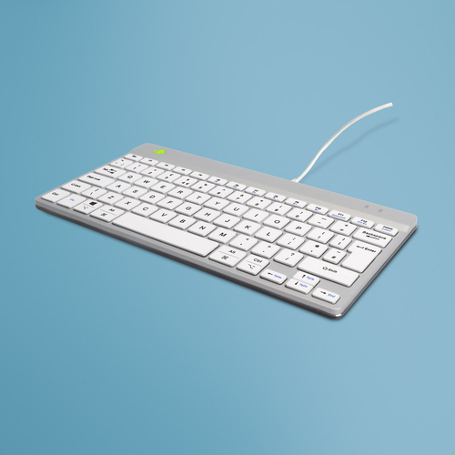 Bild von R-Go Tools Ergonomische Tastatur R-Go Compact Break, kompakte Tastatur mit Pausensoftware, QWERTY (UK), Kabelgebunden, Weiß