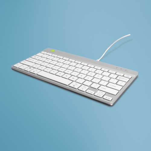 Bild von R-Go Tools Ergonomische Tastatur R-Go Compact Break, kompakte Tastatur mit Pausensoftware, QWERTY (US), Kabelgebunden, Weiß