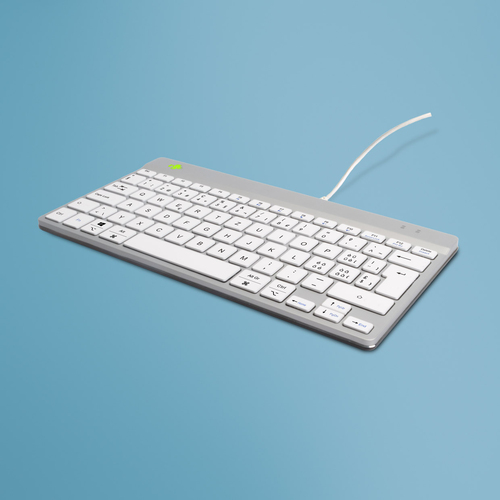 Bild von R-Go Tools Ergonomische Tastatur R-Go Compact Break, kompakte Tastatur mit Pausensoftware, QWERTZ (CH), Kabelgebunden, Weiß