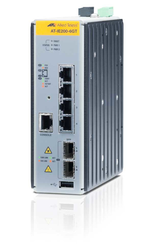 Bild von Allied Telesis AT-IE200-6GT Managed L2 Gigabit Ethernet (10/100/1000) Schwarz