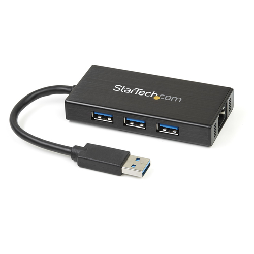 Bild von StarTech.com 3-Port USB 3.0 (5Gbps) Hub mit Gigabit Ethernet Adapter aus Aluminium