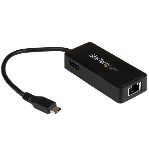 Bild von StarTech.com USB-C auf Gigabit Netzwerkadapter mit extra USB Anschluss - Schwarz