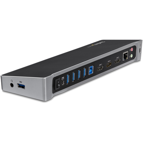 Bild von StarTech.com Drei Monitor USB 3.0 Docking Station mit 2x 4K DisplayPort & HDMI, 5x USB-A Hub (1x Fast-Charge), 3,5 mm Audio, GbE - USB Typ A Universelles Laptop Dock, MacOS / Windows