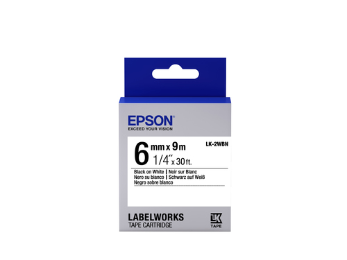 Bild von Epson Etikettenkassette LK-2WBN - Standard - schwarz auf weiß - 6mmx9m