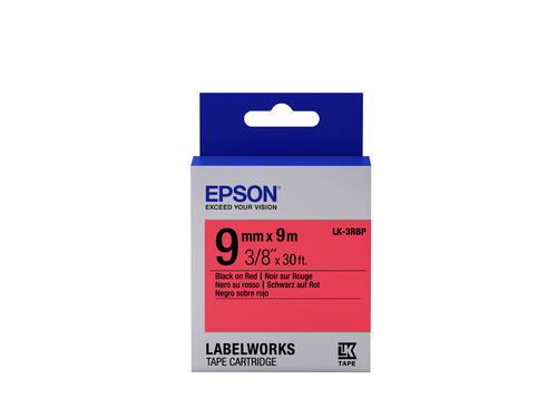 Bild von Epson Etikettenkassette LK-3RBP - Pastell - schwarz auf rot - 9mmx9m