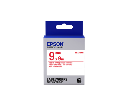 Bild von Epson Etikettenkassette LK-3WRN - Standard - rot auf weiß - 9mmx9m