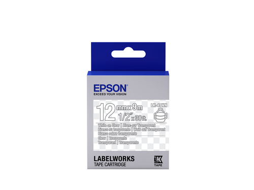 Bild von Epson Etikettenkassette LK-4TWN - Transparent - weiß auf transparent - 12mmx9m