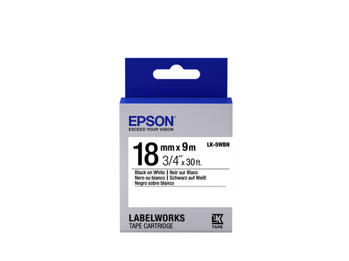Bild von Epson Etikettenkassette LK-5WBN - Standard - schwarz auf weiß - 18mmx9m