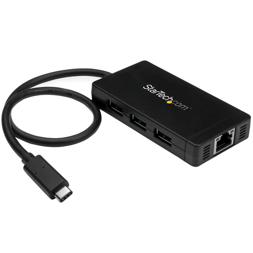 Bild von StarTech.com 3 Port USB 3.0 Hub mit USB-C und Gigabit Ethernet - 5Gbps - inklusive Netzteil