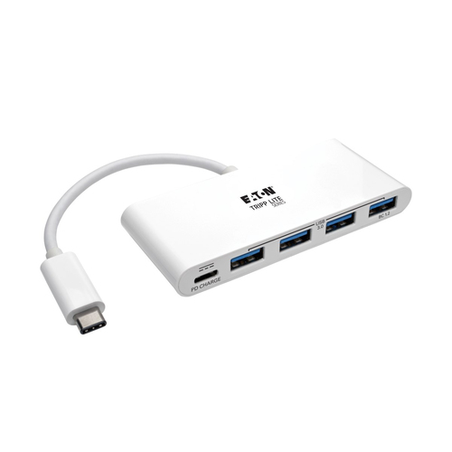 EATON TRIPPLITE 4-Port USB-C Hub with Power Delivery USB-C to 4x USB-A Ports USB 3.0 White