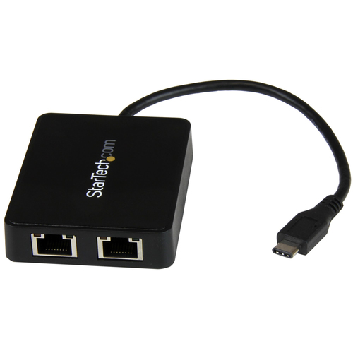 Bild von StarTech.com USB-C auf Dual-Gigabit Ethernet Adapter mit USB (Typ-A) Anschluss