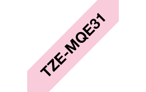 Bild von Brother TZEMQE31 Etiketten erstellendes Band Schwarz auf Rosa TZe