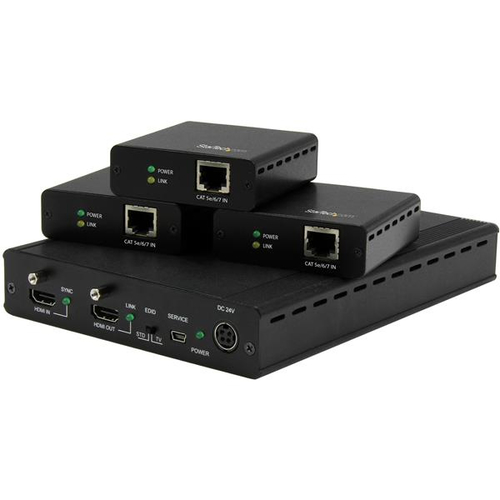 Bild von StarTech.com 3 Port HDBaseT Extender Kit mit 3 Empfängern - 1x3 HDMI über CAT5 Splitter - Bis zu 4K