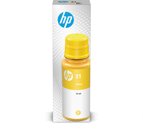 Bild von HP 31 70-ml Yellow Original Ink Bottle, Gelb, HP, HP Ink Tank 310 series, HP Ink Tank Wireless 410 series, HP Smart Tank 350 series, HP Smart Tank..., 8000 Seiten, Standardertrag, 70 ml