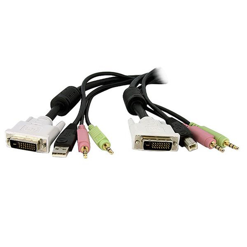 Bild von StarTech.com 4,5 m 4-in-1 USB Dual Link DVI-D KVM-Switchkabel mit Audio und Mikrofon