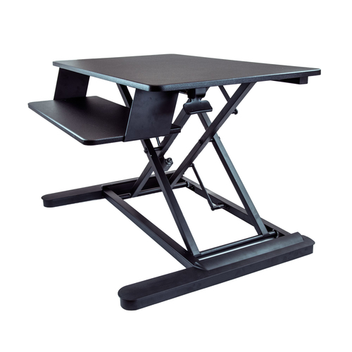 Bild von StarTech.com Sitz-Steh Schreibtischaufsatz mit Tastaturablagefach - Oberfläche 89 x 53 cm - Ergonomischer Höhenverstellbarer Stehpult/Steharbeitsplatz - Platz für 2 Monitore - vormontiert
