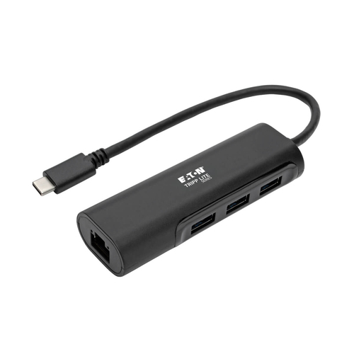 EATON TRIPPLITE 3-Port USB-C Hub with LAN Port USB-C to 3x USB-A Ports and Gbe USB 3.0 Black