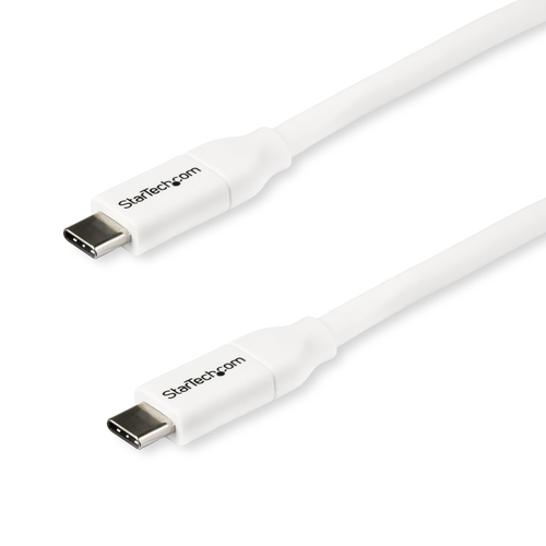 Bild von StarTech.com USB-C auf USB-C Kabel mit 5A Power Delivery - St/St - Weiß - 2m - USB 2.0 - USB-IF zertifiziert