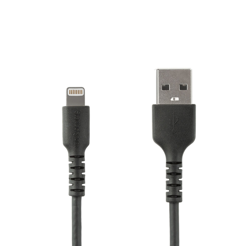 Bild von StarTech.com 2m strapazierfähiges schwarzes USB-A auf Lightning-Kabel - Hochbelastbare, robuste Aramidfaser - USB Typ-A auf Lightningkabel - Lade-/Synchronisationskabel - Apple MFi-zertifiziert iPad/iPhone 12