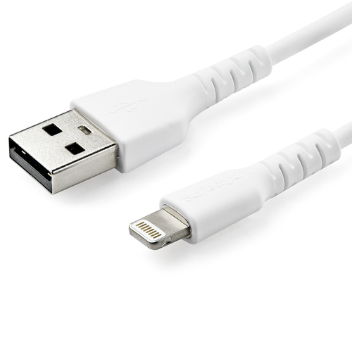Bild von StarTech.com 2m strapazierfähiges weißes USB-A auf Lightning-Kabel - Hochbelastbare, robuste Aramidfaser - USB Typ-A auf Lightningkabel - Lade-/Synchronisationskabel - Apple MFi-zertifiziert iPad/iPhone 12