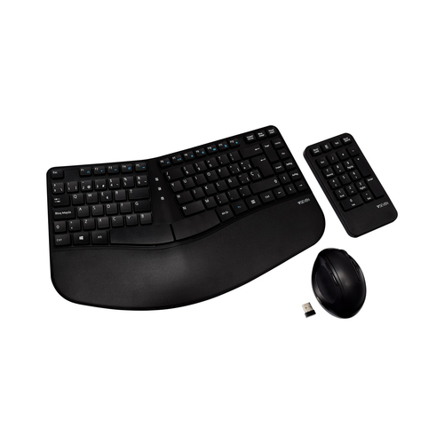 Bild von V7 Wireless Desktop Combo mit ergonomischer Tastatur, Maus und Nummernblock