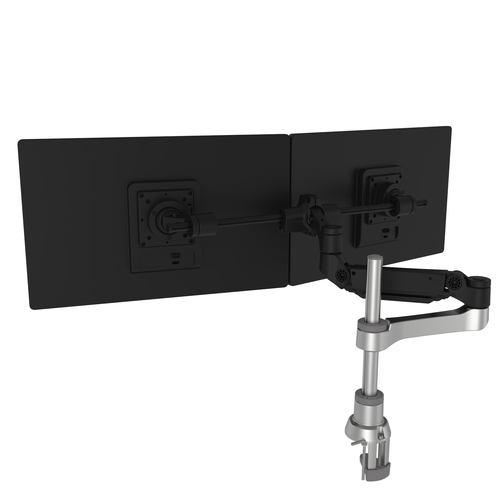 Bild von R-Go Tools R-Go Caparo 4 D2 nachhaltiger Smartbar Doppel Monitor Arm, Tischhalterung, Gasdruckfeder, Traversenhalterung, 2-8 kg Tragkraft, schwarz/silber, geringer CO2 Fußabdruck