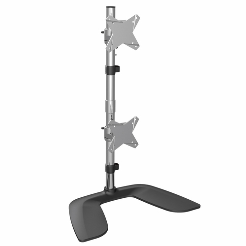 Bild von StarTech.com Monitorhalterung für zwei vertikal gestapelte Monitore - Ergonomischer Monitorarm für zwei VESA Monitore - bis zu 27&quot;(je 8kg) Monitore - Freistehend, Höhenverstellbar - Silber