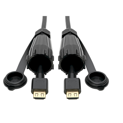 EATON TRIPPLITE High-Speed HDMI Cable M/M - 4K 60Hz HDR Industrial IP68 Hooded Connectors Black 6ft.