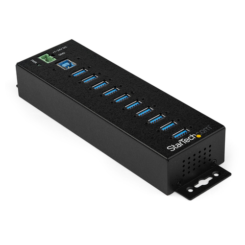 Bild von StarTech.com 10 Port USB 3.0 Hub mit Netzteil - Industrieller USB-A Hub aus Metall mit ESD und 350W Überspannungsschutz - Din/Wand/Schreibtischmontage - Hochgeschwindigkeits USB 3.2 Gen 1 (5Gbit/s) Hub