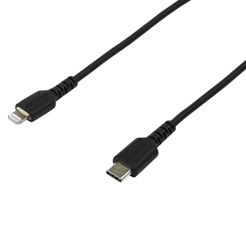 Bild von StarTech.com 2m strapazierfähiges schwarzes USB-C auf Lightning-Kabel - Hochbelastbare, robuste Aramidfaser - USB Typ-C auf Lightningkabel - Lade-/Synchronisationskabel - Apple MFi-zertifiziert iPad/iPhone 12