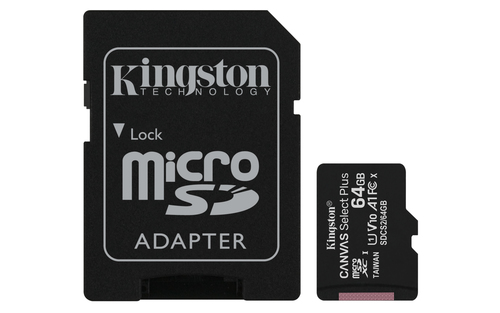 Bild von Kingston Technology 64GB micSDXC Canvas Select Plus 100R A1 C10 Speicherkarte + Adapter