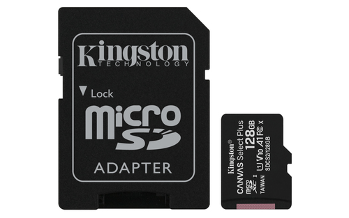 Bild von Kingston Technology 128GB micSDXC Canvas Select Plus 100R A1 C10 Speicherkarte + Adapter