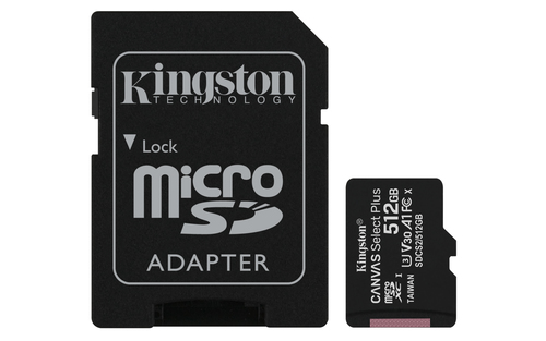 Bild von Kingston Technology 512GB micSDXC Canvas Select Plus 100R A1 C10 Speicherkarte + Adapter