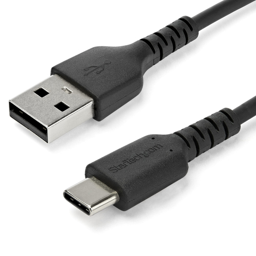 Bild von StarTech.com 1m USB-A auf USB-C Ladekabel - Dauerhaftes USB 2.0 auf USB Typ-C Datenübertragungs- und Schnellladekabel - Robuster TPE-Mantel Aramidfaser, M/M, 3A - Schwarz