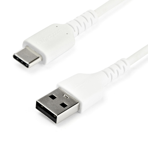 Bild von StarTech.com 1m USB-A auf USB-C Ladekabel - Dauerhaftes USB 2.0 auf USB Typ-C Datenübertragungs- und Schnellladekabel - Robuster TPE-Mantel Aramidfaser, M/M, 3A - Weiß